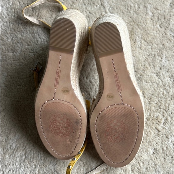 Yellow Espadrille Wedge Sandals Size 6 - Picture 3 of 3